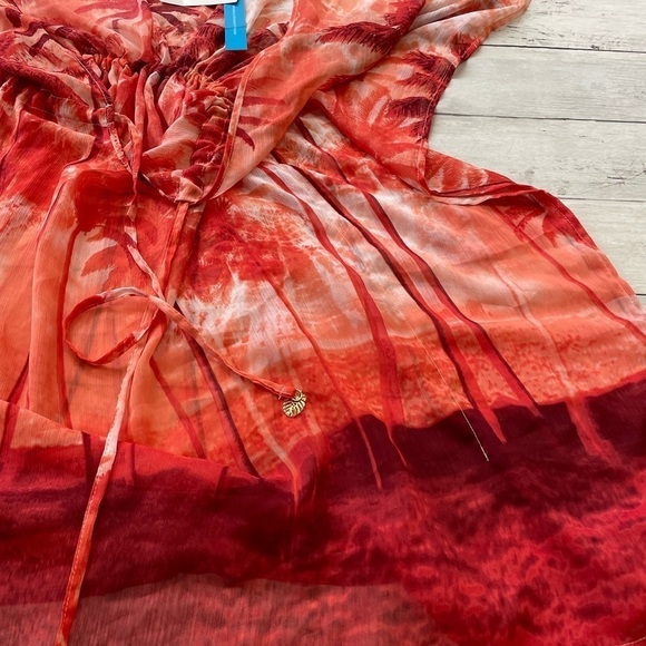 Bleu Rod Beattie Swimwear Coverup Peach M shifon light flowy red orange boho - Picture 3 of 6